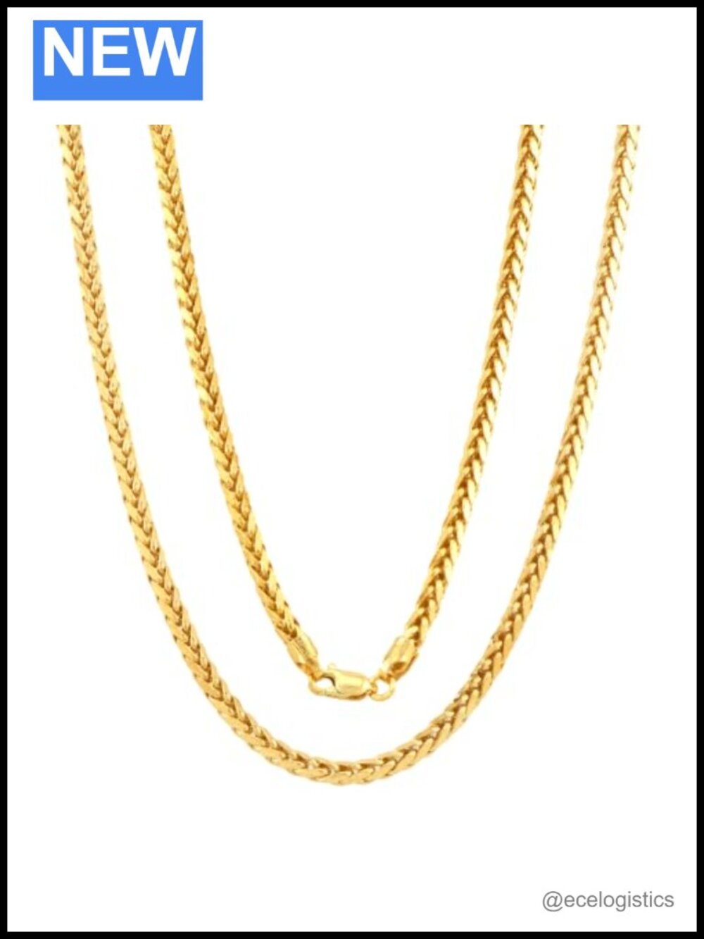 14K Real Gold Foxtail Spiga Wheat Chain Necklace Lobster Clasp Layering